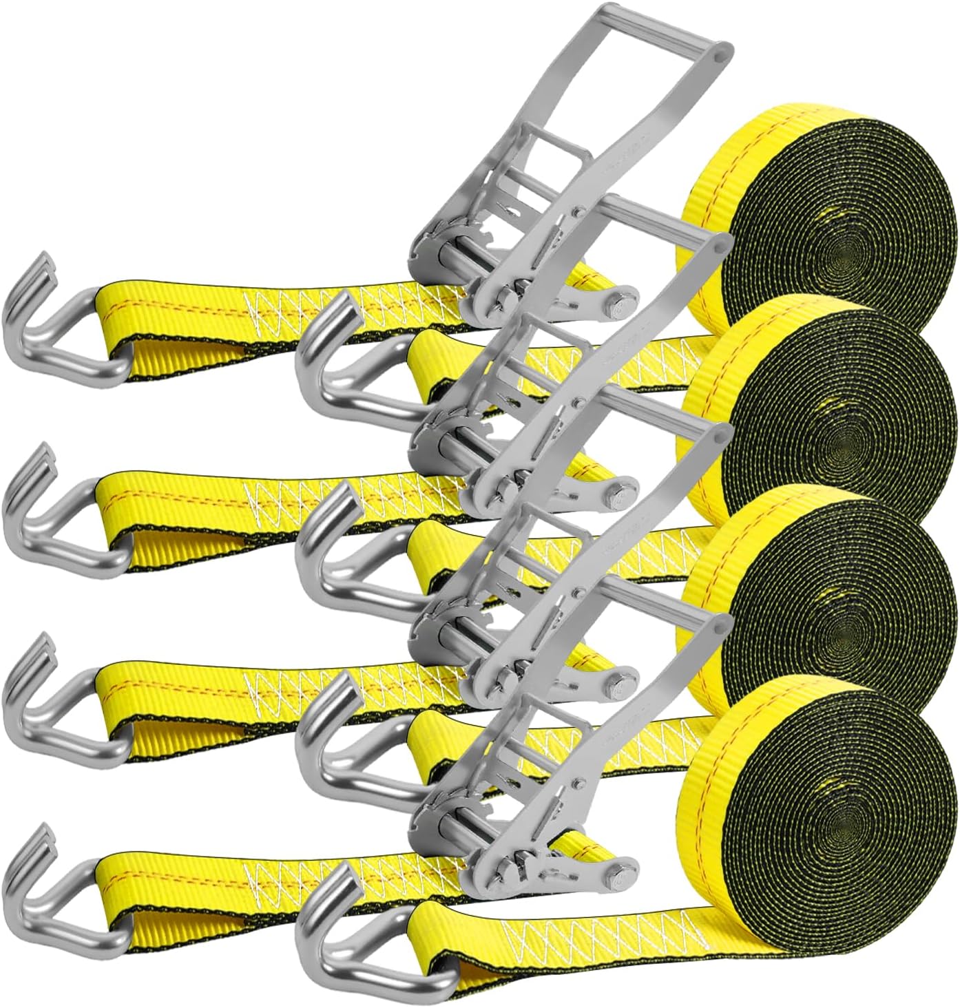 Ratchet Tie Down Straps 4 Pack – 2" x 20ft Heavy Duty Straps with J Hooks, 10,000 lb Break Strength