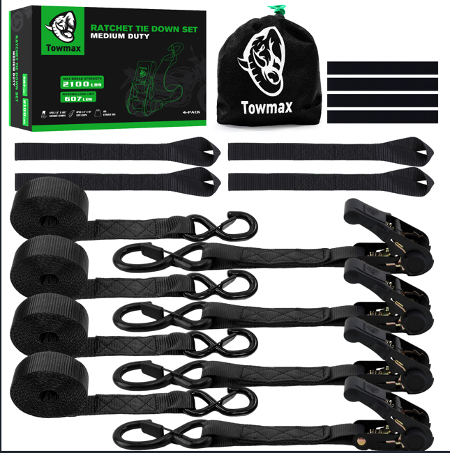 4 Pack Ratchet Tie Down Straps – 1