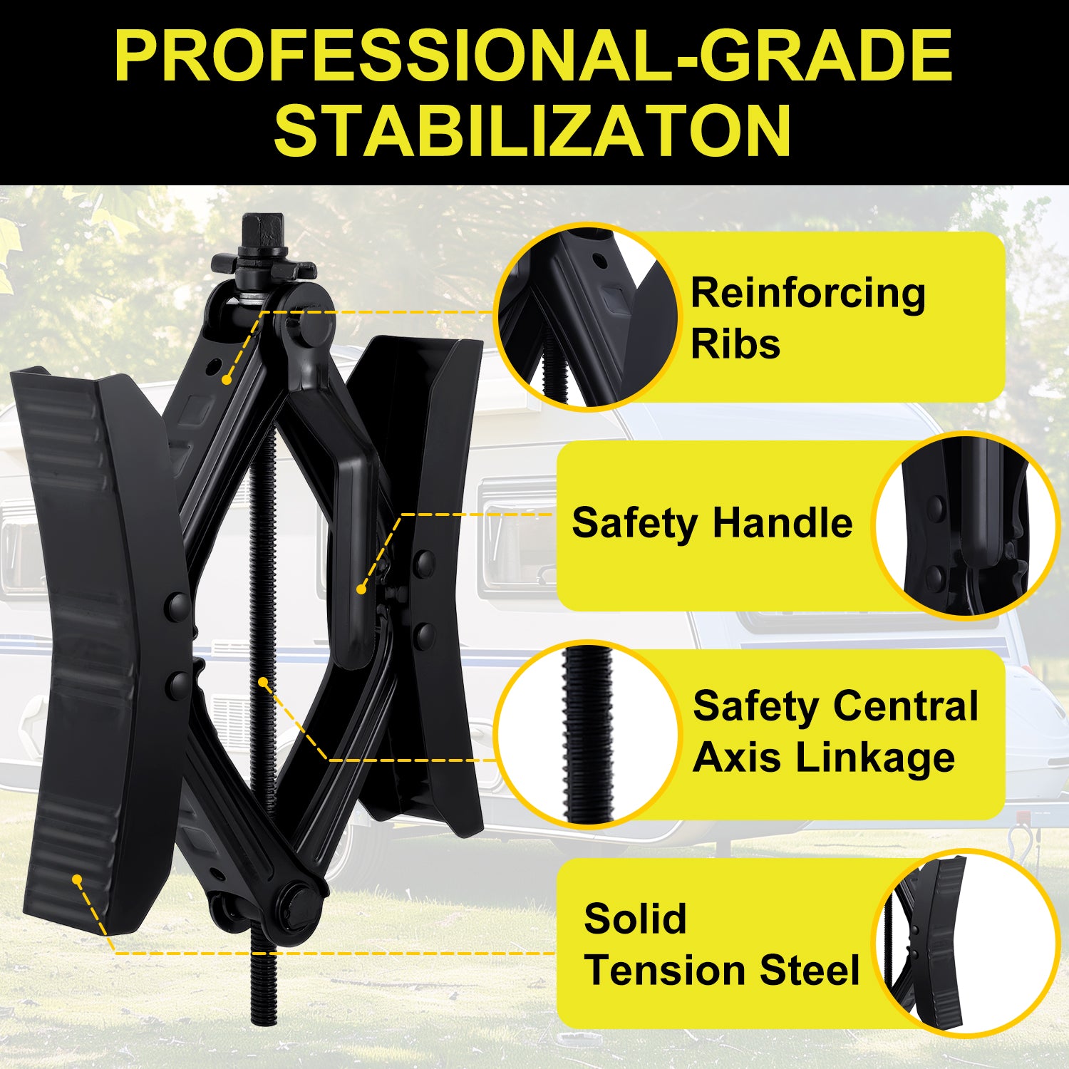 RV Wheel Chock Stabilizer 2 Sets – Heavy Duty X-Chock for Travel Trailers, Fits 3.5"–12" Wheel Gaps