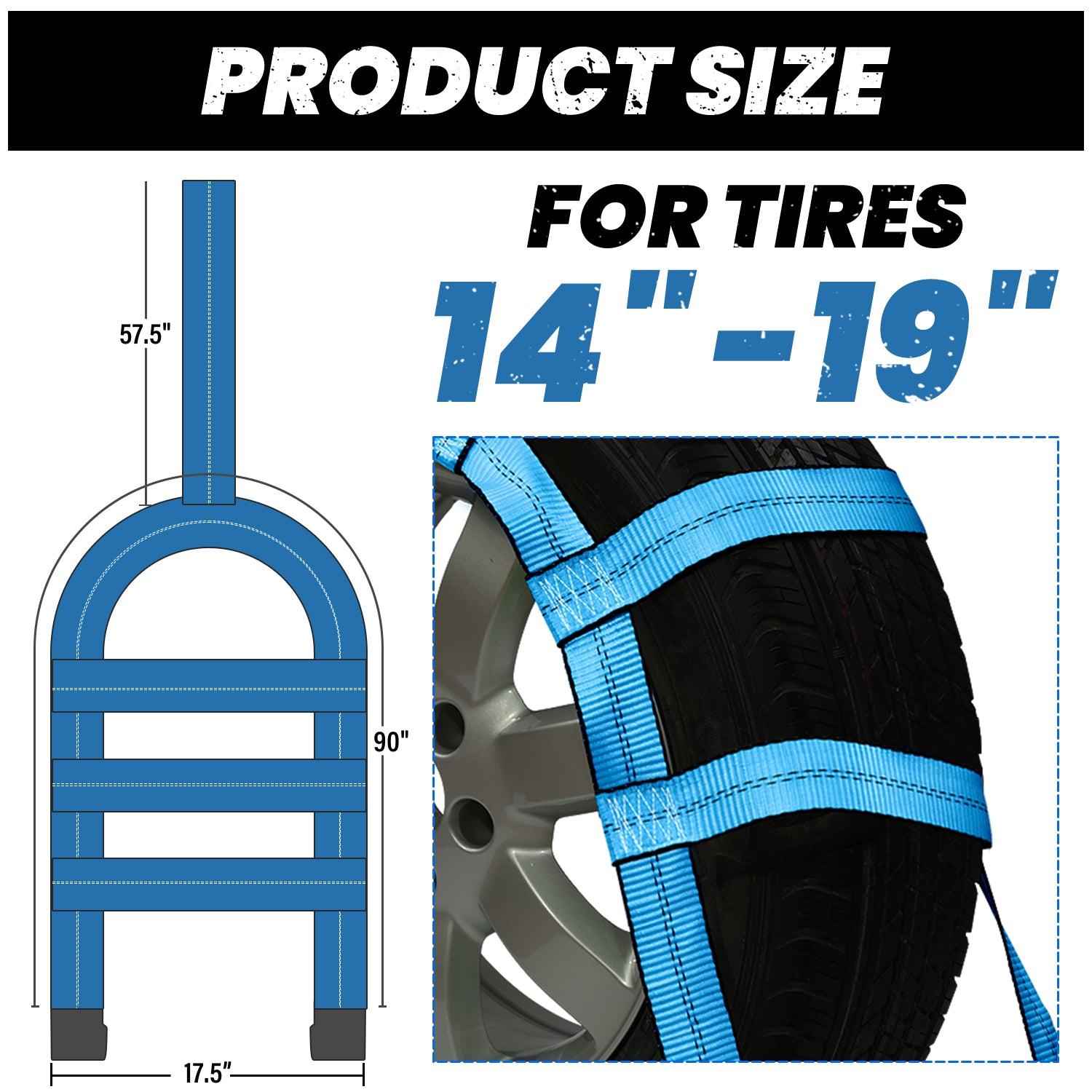 Tow Dolly Basket Straps 2 Pack – Heavy Duty Tire Net Straps with Flat Hooks, 10,000 lb Break Strength for 14