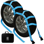 Tow Dolly Basket Straps 2 Pack – Heavy Duty Tire Net Straps with Flat Hooks, 10,000 lb Break Strength for 14"–19" Wheels