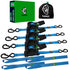 Retractable Ratchet Straps 4 Pack | 1in x 10ft Self Retracting Tie Down Straps with Soft Loops | 1500 lbs Break Strength for Motorcycle, Cargo, Truck, Trailer