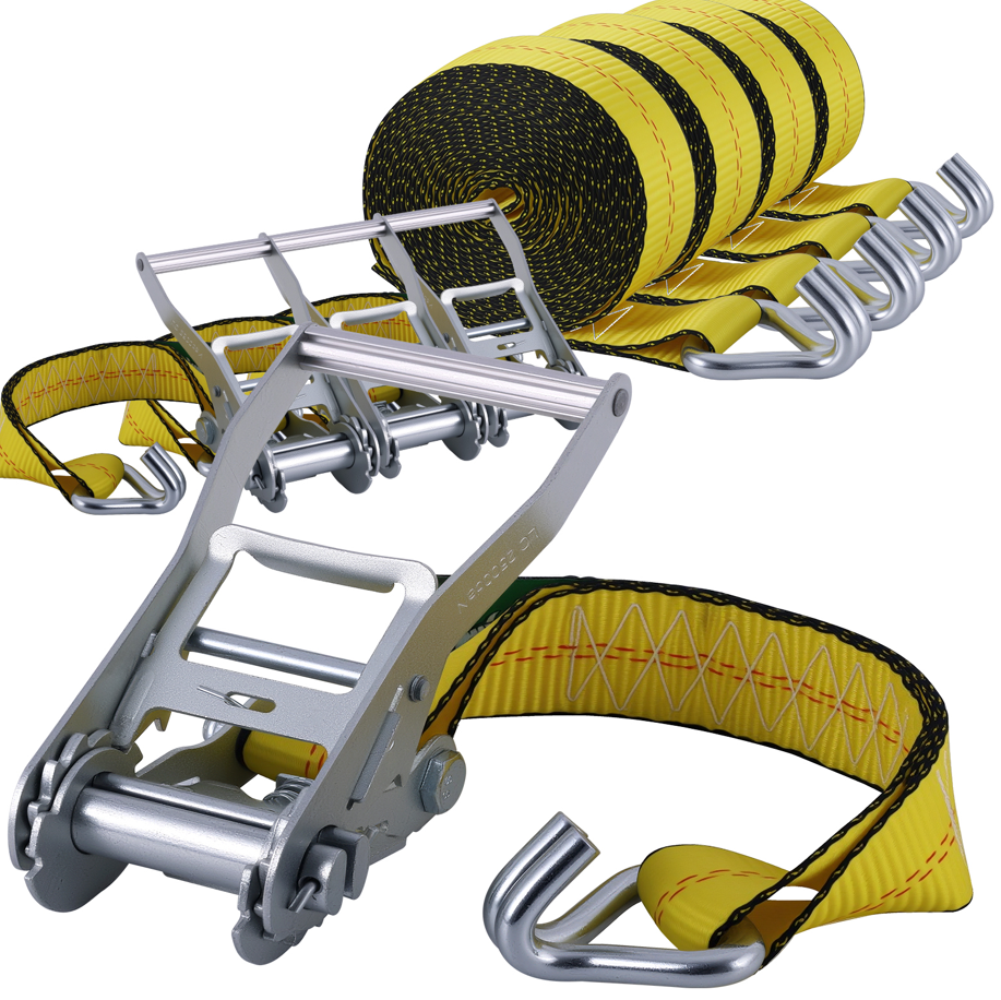 Ratchet Tie Down Straps 4 Pack – 2" x 20ft Heavy Duty Straps with J Hooks, 10,000 lb Break Strength