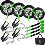 Car Tie Down Straps 4 Pack – 2" x 8' Heavy Duty Tire Straps with Chain Anchors , 10,000 lb Break Strength