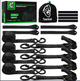 4 Pack Ratchet Tie Down Straps – 1" x 15ft Heavy Duty Cargo Straps with 2100 lb Break Strength & 15" Soft Loops for Motorcycle, Truck & Trailer