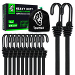 Heavy Duty Bungee Cord with Hooks 12 Pack | Industrial Grade Blue Bungee Cords for Outdoor Camping, Kayaking & Cargo Fastening