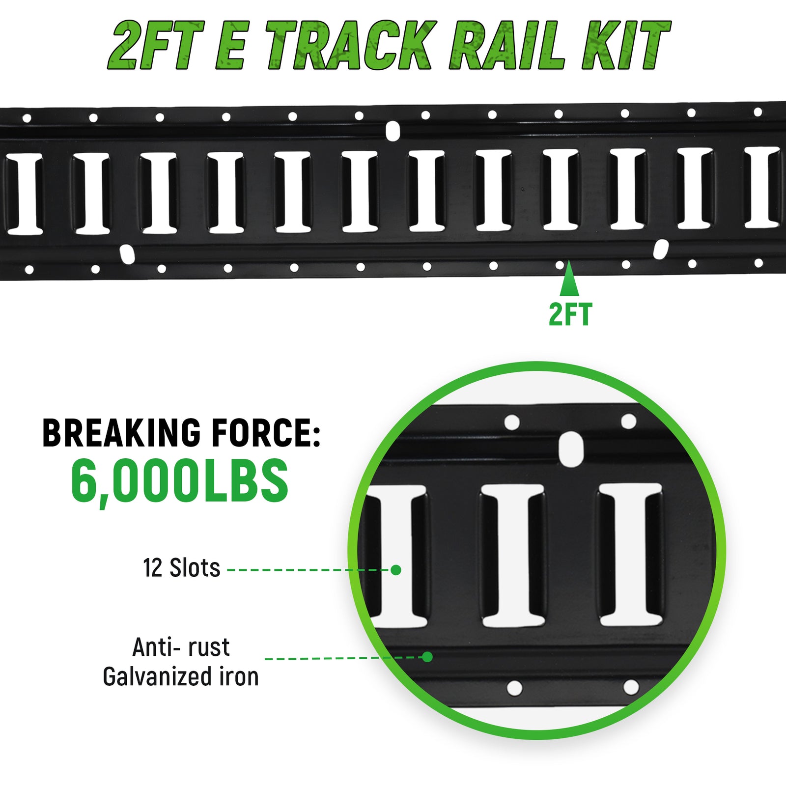 E Track Tie Down Rail Kit 4 Pack – 4 ft Heavy Duty Rails, 6000 lb Break Strength for Cargo, Motorcycles & Trailers