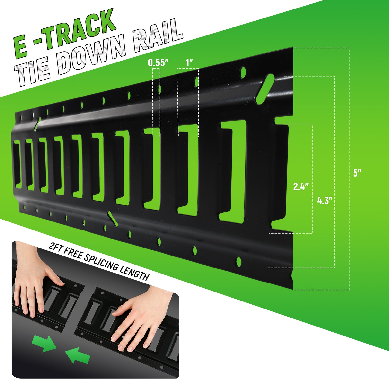 E Track Tie Down Rail Kit 4 Pack – 4 ft Heavy Duty Rails, 6000 lb Break Strength for Cargo, Motorcycles & Trailers