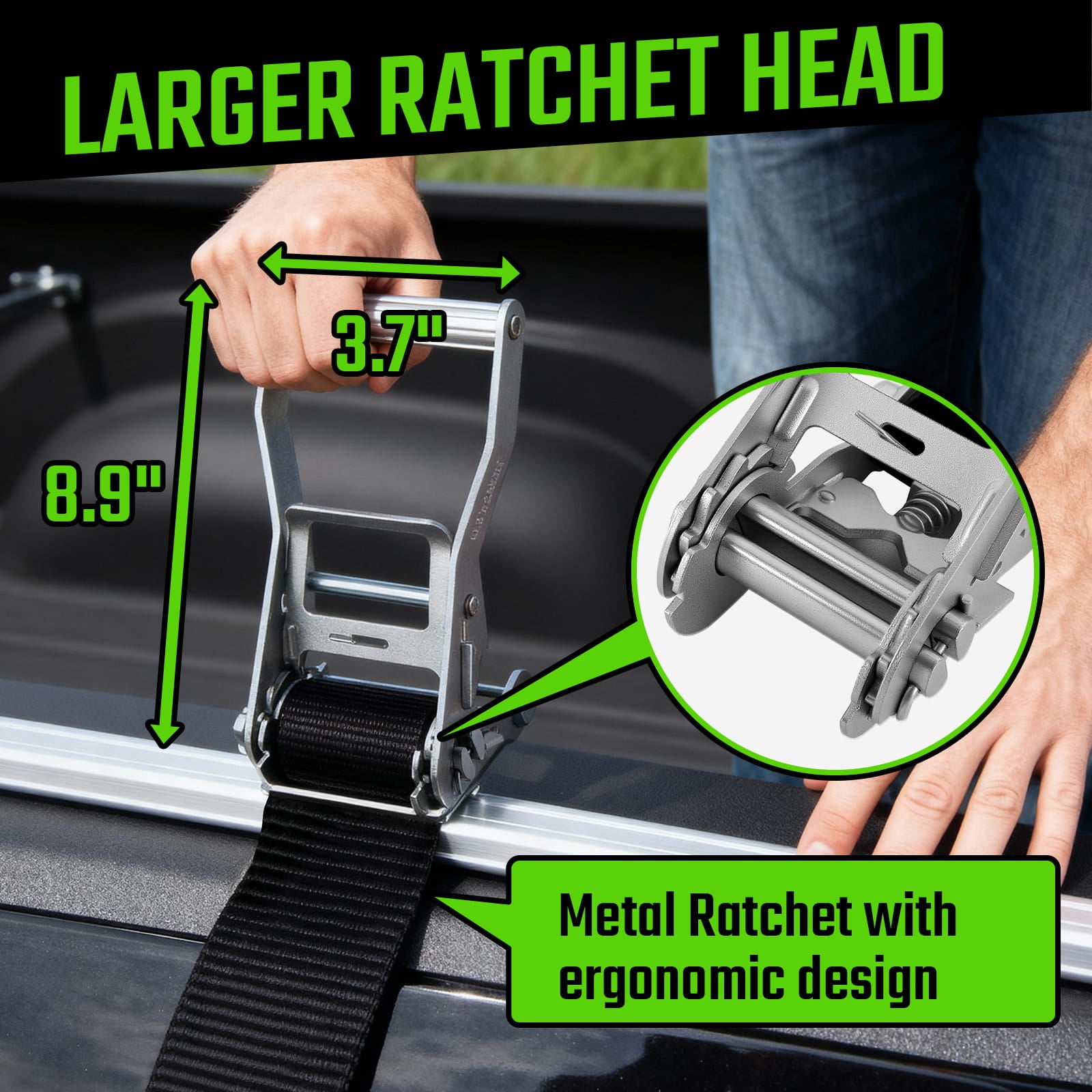 Ratchet Tie Down Straps 4 Pack – 2" x 20ft Heavy Duty Straps with J Hooks, 10,000 lb Break Strength