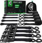 4 Pack Ratchet Tie Down Straps – 1" x 15ft Heavy Duty Cargo Straps with 2100 lb Break Strength & 15" Soft Loops for Motorcycle, Truck & Trailer