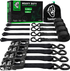 4 Pack Ratchet Tie Down Straps – 1" x 15ft Heavy Duty Cargo Straps with 2100 lb Break Strength & 15" Soft Loops for Motorcycle, Truck & Trailer