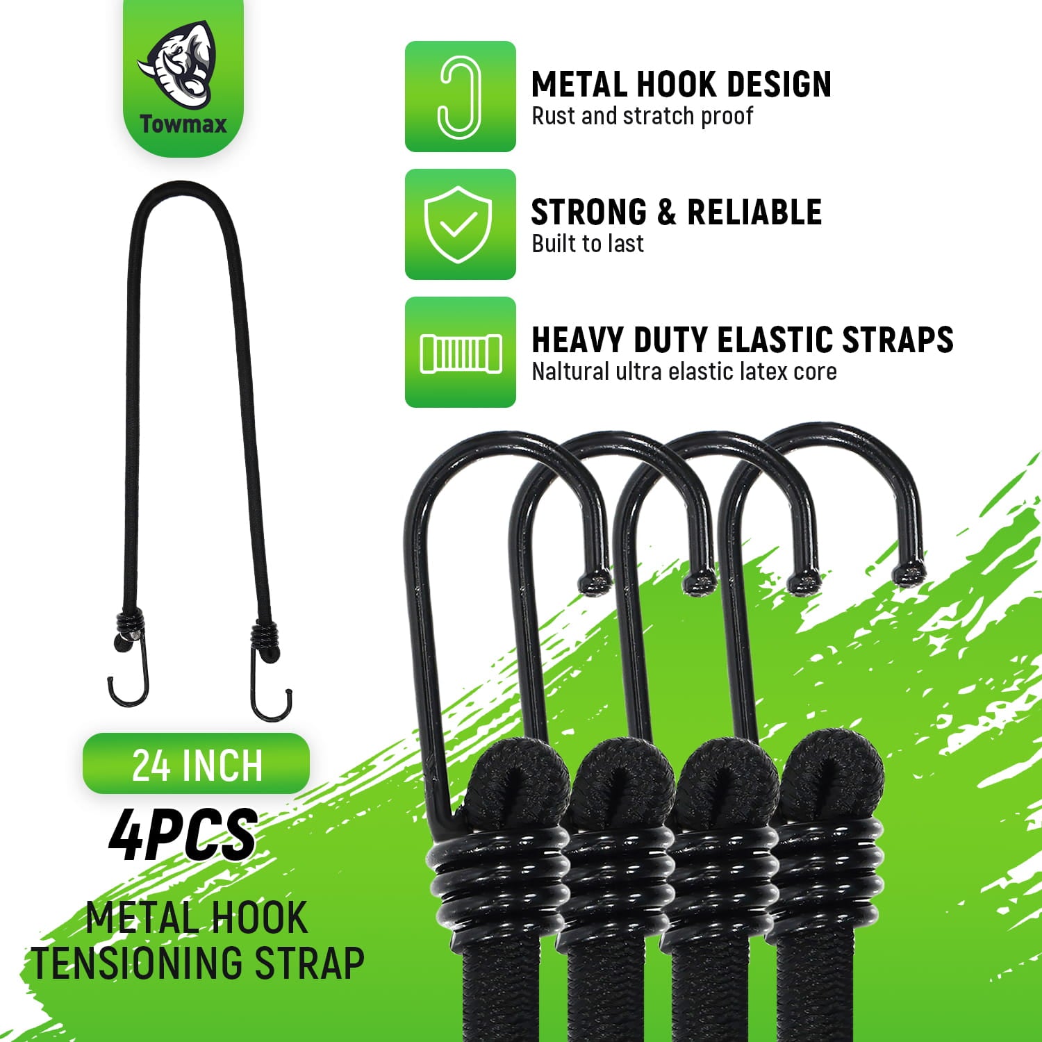 Heavy Duty Bungee Cord with Hooks 12 Pack | Industrial Grade Blue Bungee Cords for Outdoor Camping, Kayaking & Cargo Fastening