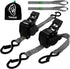 Retractable Ratchet Straps | 1in x 10ft Self Retracting Tie Down Straps with Soft Loops | 1800 lbs Break Strength for Motorcycle, Cargo, Truck, Trailer
