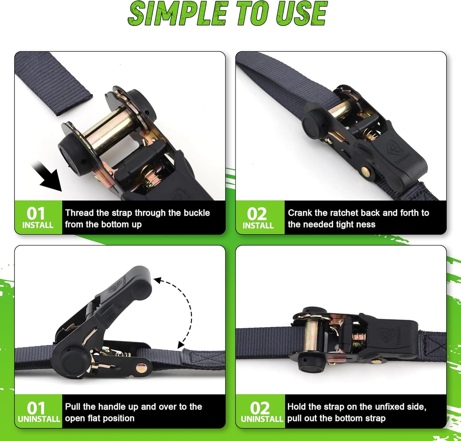 4 Pack Ratchet Tie Down Straps – 1