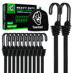 Heavy Duty Bungee Cord with Hooks 12 Pack | Industrial Grade Blue Bungee Cords for Outdoor Camping, Kayaking & Cargo Fastening