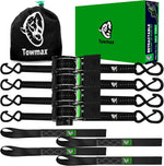 Retractable Ratchet Straps 4 Pack | 1in x 10ft Self Retracting Tie Down Straps with Soft Loops | 1500 lbs Break Strength for Motorcycle, Cargo, Truck, Trailer