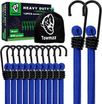 Heavy Duty Bungee Cord with Hooks 12 Pack | Industrial Grade Blue Bungee Cords for Outdoor Camping, Kayaking & Cargo Fastening