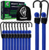 Heavy Duty Bungee Cord with Hooks 12 Pack | Industrial Grade Blue Bungee Cords for Outdoor Camping, Kayaking & Cargo Fastening