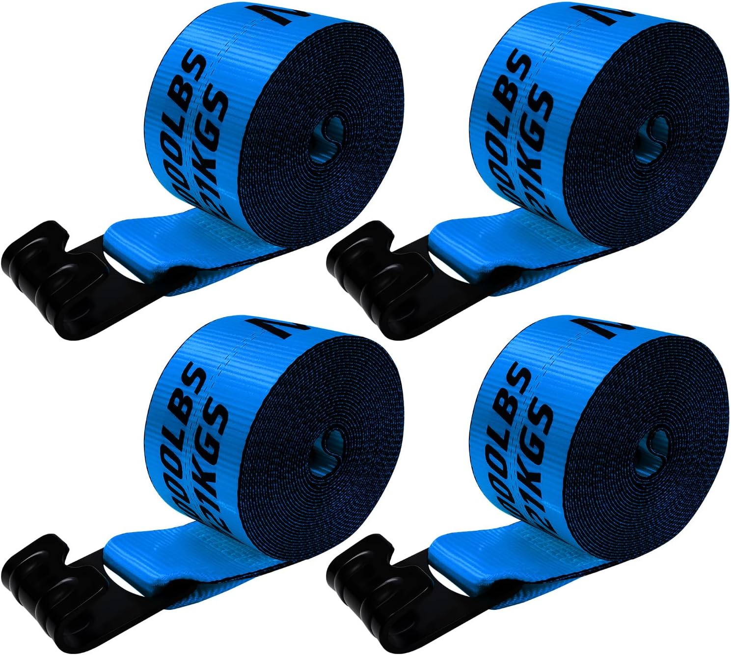 Winch Straps 4 Pack – 4" x 30ft Heavy Duty Tie Down Straps with Flat Hooks, 18,000 lb Break Strength