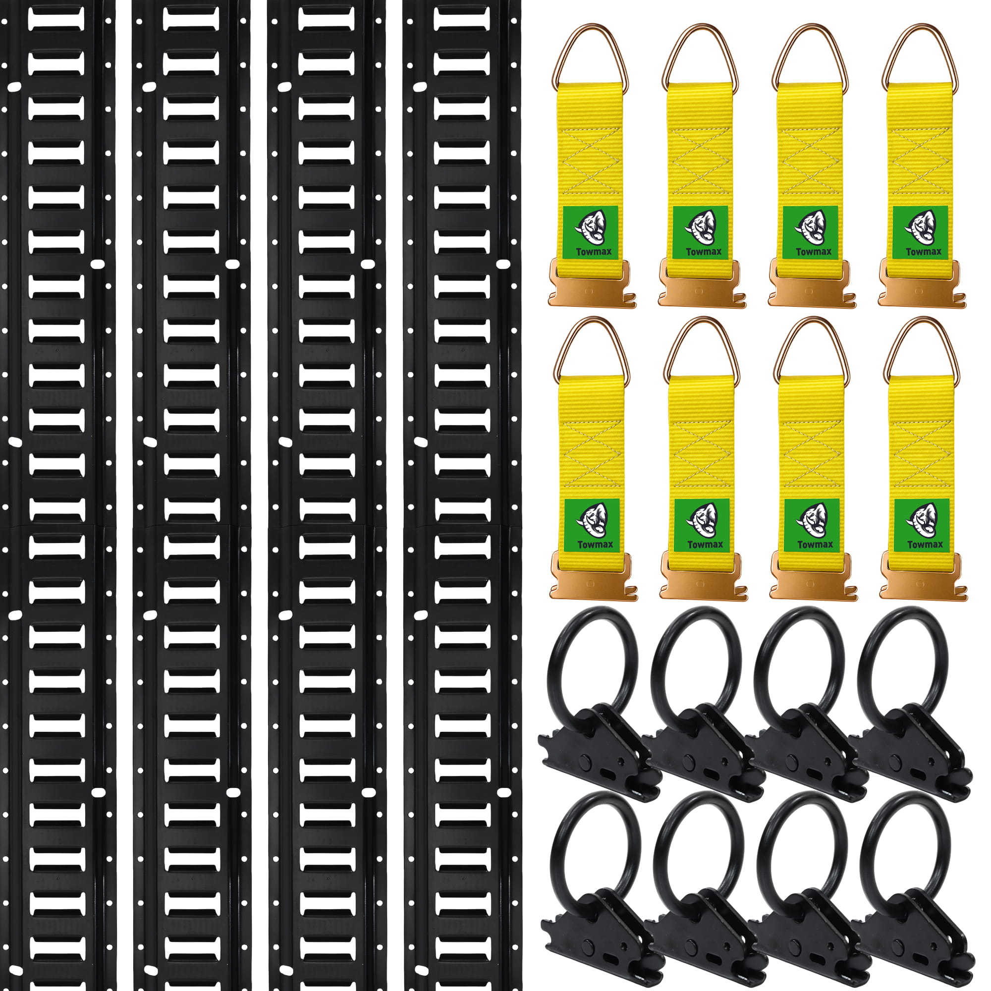 E Track Tie Down Rail Kit 4 Pack – 4 ft Heavy Duty Rails, 6000 lb Break Strength for Cargo, Motorcycles & Trailers