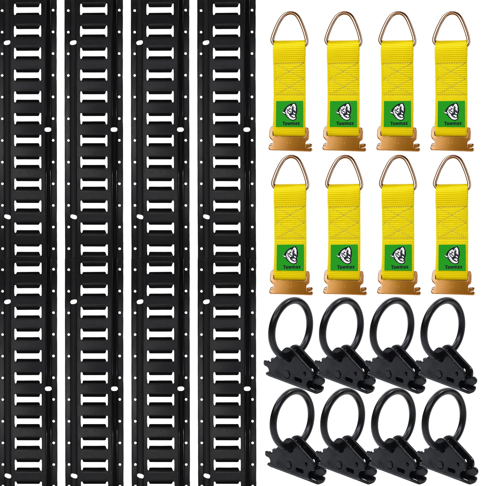 E Track Tie Down Rail Kit 4 Pack – 4 ft Heavy Duty Rails, 6000 lb Break Strength for Cargo, Motorcycles & Trailers