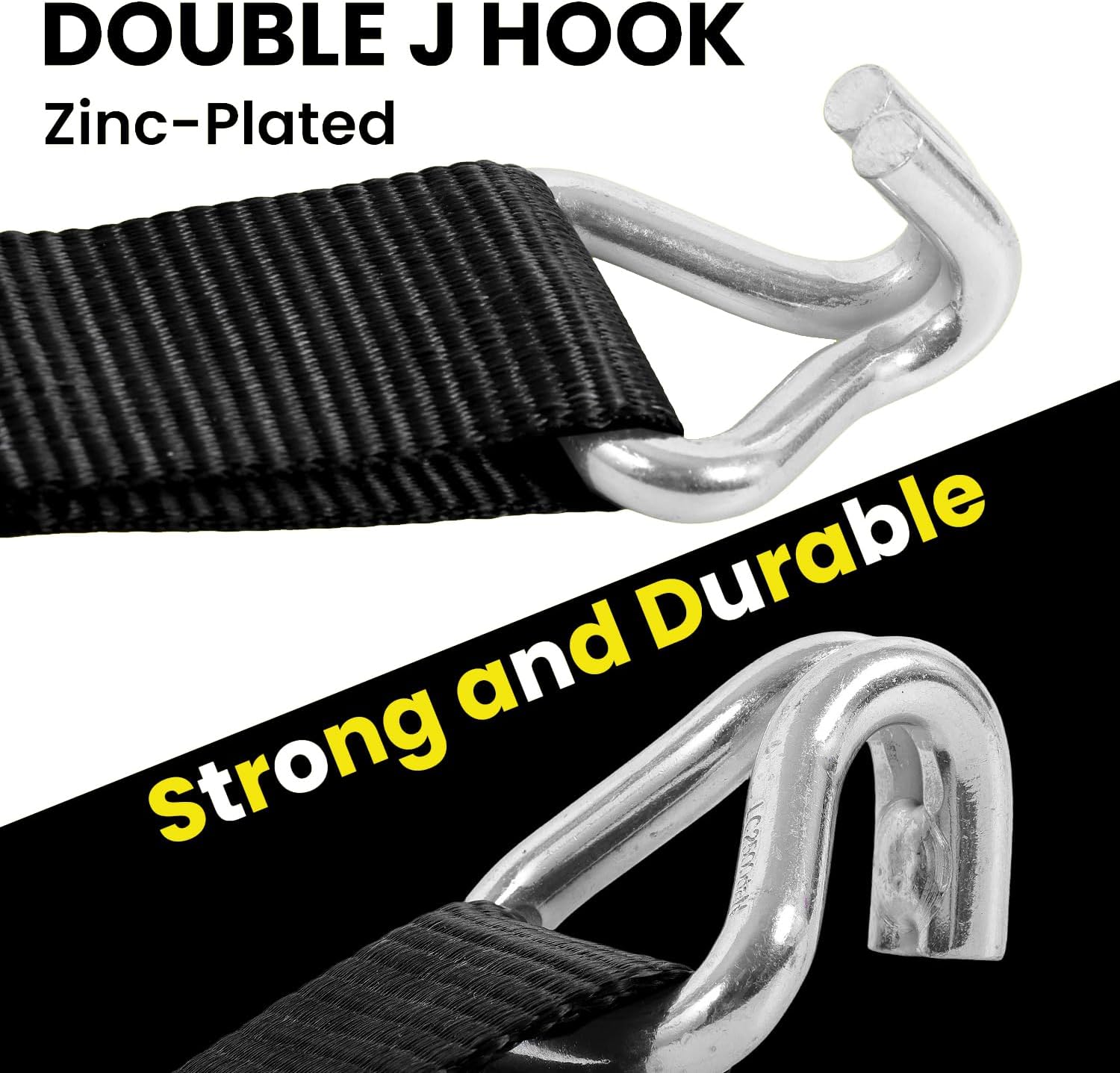 Ratchet Tie Down Straps 4 Pack – 2" x 20ft Heavy Duty Straps with J Hooks, 10,000 lb Break Strength