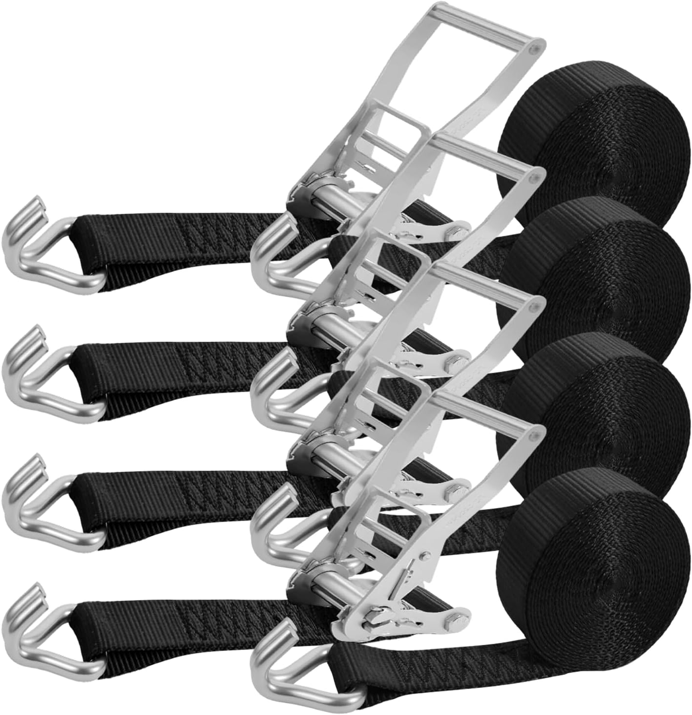 Ratchet Tie Down Straps 4 Pack – 2" x 20ft Heavy Duty Straps with J Hooks, 10,000 lb Break Strength