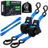 Retractable Ratchet Straps | 1in x 10ft Self Retracting Tie Down Straps with Soft Loops | 1800 lbs Break Strength for Motorcycle, Cargo, Truck, Trailer