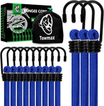 Heavy Duty Bungee Cord with Hooks 12 Pack | Industrial Grade Blue Bungee Cords for Outdoor Camping, Kayaking & Cargo Fastening