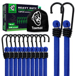 Heavy Duty Bungee Cord with Hooks 12 Pack | Industrial Grade Blue Bungee Cords for Outdoor Camping, Kayaking & Cargo Fastening