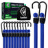Heavy Duty Bungee Cord with Hooks 12 Pack | Industrial Grade Blue Bungee Cords for Outdoor Camping, Kayaking & Cargo Fastening