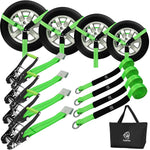 Car Tie Down Straps 4 Pack – 2" x 8' Heavy Duty Tire Straps with Flat Hooks, 10,000 lb Break Strength