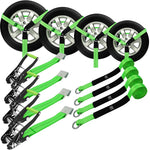 Car Tie Down Straps 4 Pack – 2" x 8' Heavy Duty Tire Straps with Flat Hooks, 10,000 lb Break Strength
