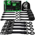 4 Pack Ratchet Tie Down Straps – 1" x 15ft Heavy Duty Cargo Straps with 2100 lb Break Strength & 15" Soft Loops for Motorcycle, Truck & Trailer