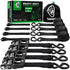 4 Pack Ratchet Tie Down Straps – 1" x 15ft Heavy Duty Cargo Straps with 2100 lb Break Strength & 15" Soft Loops for Motorcycle, Truck & Trailer