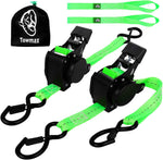 Retractable Ratchet Straps | 1in x 10ft Self Retracting Tie Down Straps with Soft Loops | 1800 lbs Break Strength for Motorcycle, Cargo, Truck, Trailer