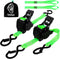 Retractable Ratchet Straps | 1in x 10ft Self Retracting Tie Down Straps with Soft Loops | 1800 lbs Break Strength for Motorcycle, Cargo, Truck, Trailer