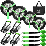Car Tie Down Straps 4 Pack –2" x 8' Heavy Duty Tire Straps with Snap Hooks , 10,000 lb Break Strength , 10,000 lb Break Strength