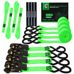 4 Pack Ratchet Tie Down Straps – 1" x 15ft Heavy Duty Cargo Straps with 2100 lb Break Strength & 15" Soft Loops for Motorcycle, Truck & Trailer