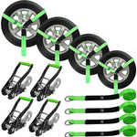 Car Tie Down Straps 4 Pack –2" x 8' Heavy Duty Tire Straps with Snap Hooks , 10,000 lb Break Strength , 10,000 lb Break Strength